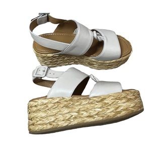 M. Gemi White Leather Espadrille Platform Sandals